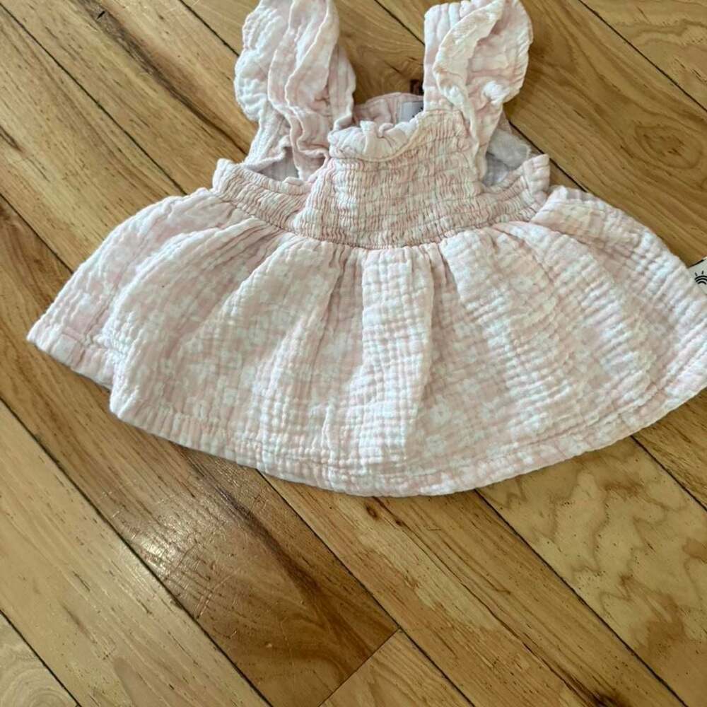 Wonderluxe Pink and White Gingham Cotton Baby Dress